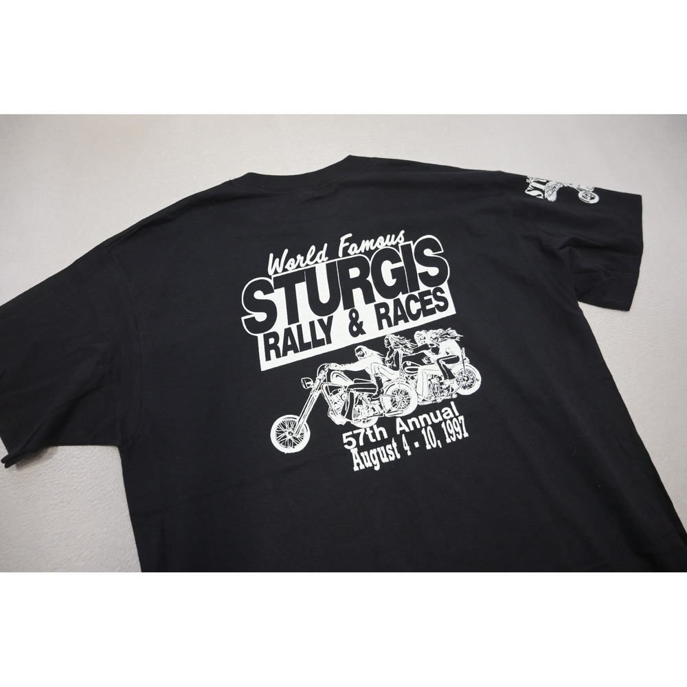 Vintage‎ Sturgis Rally T Shirt Mens XL Black 1997 Legend Lives On Biker USA MADE